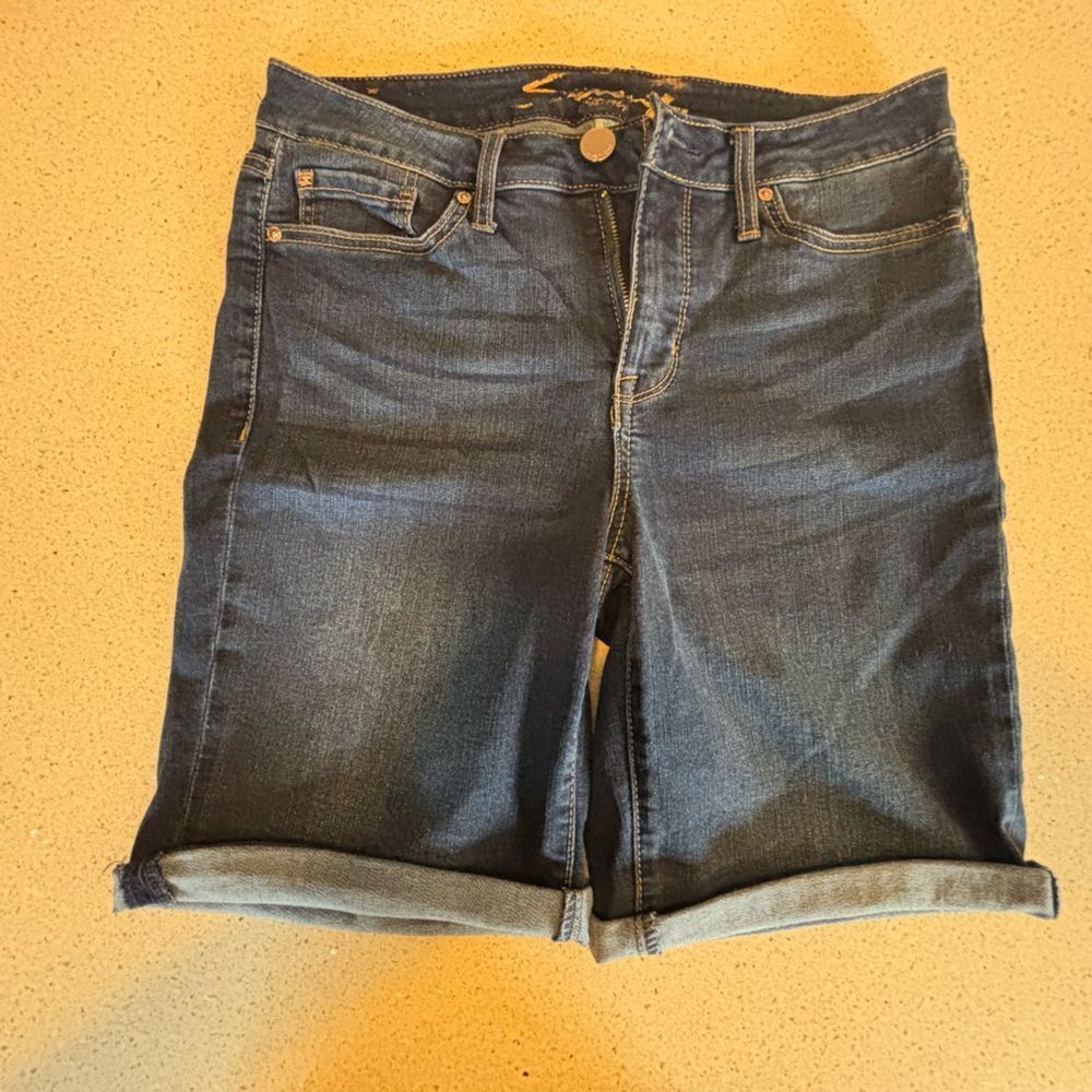 Dark Blue Denim Bermuda Shorts by Seven